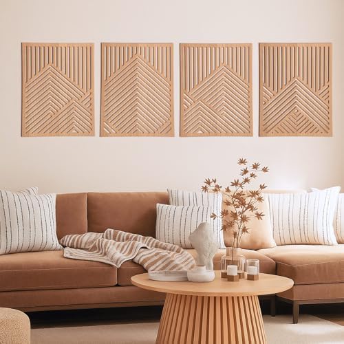 Wesiti 4 Piece Wood Mountain Wall Art Decor