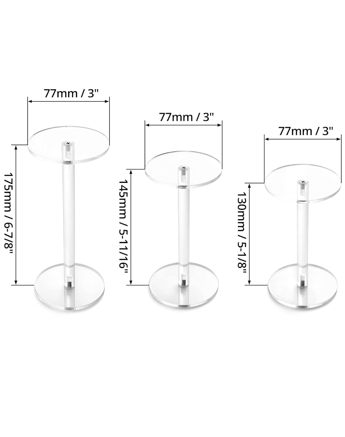 QWORK Round Acrylic Display Stand 2 Sets