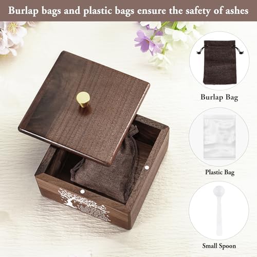 XIUDA Handmade Walnut Cremation Urns for Human Ashes Tree of Life