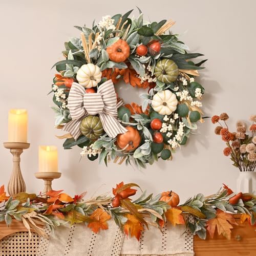 Waipfaru 22in Fall Wreath for Front Door