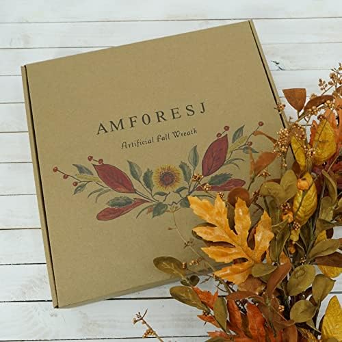 Artificial Fall Wreath for Front Door Autumn Decor