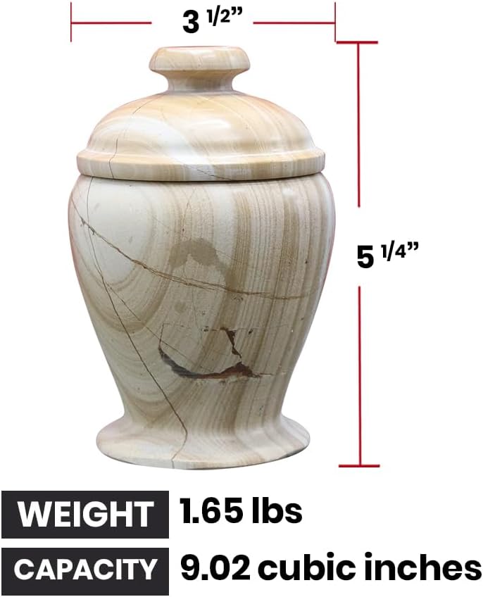 Elegant Marble Cremation Urn with Teak Finish