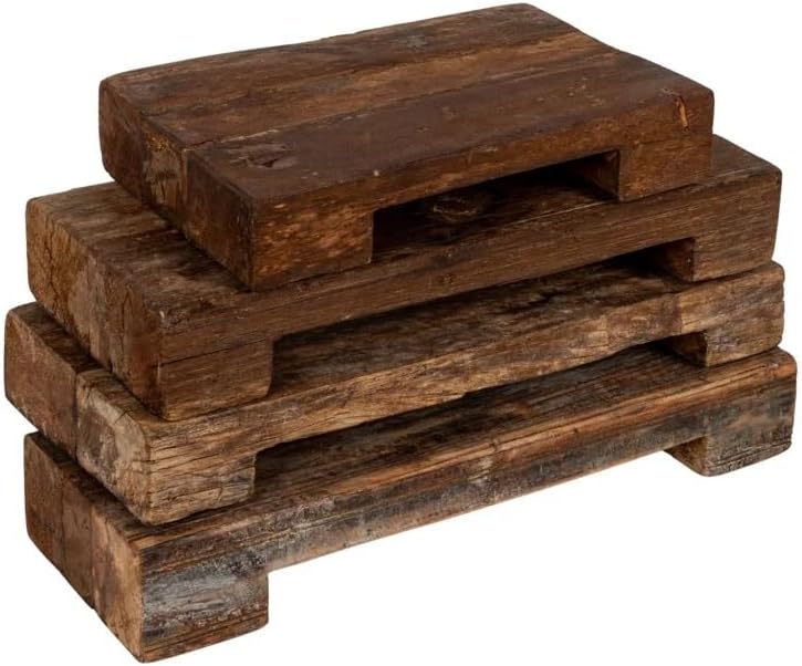 Rustic Vintage Mini Wood Pedestal Tray Stand