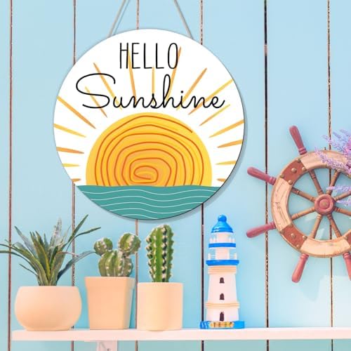 Hello Sunshine Wooden Door Hanging Sign for Summer