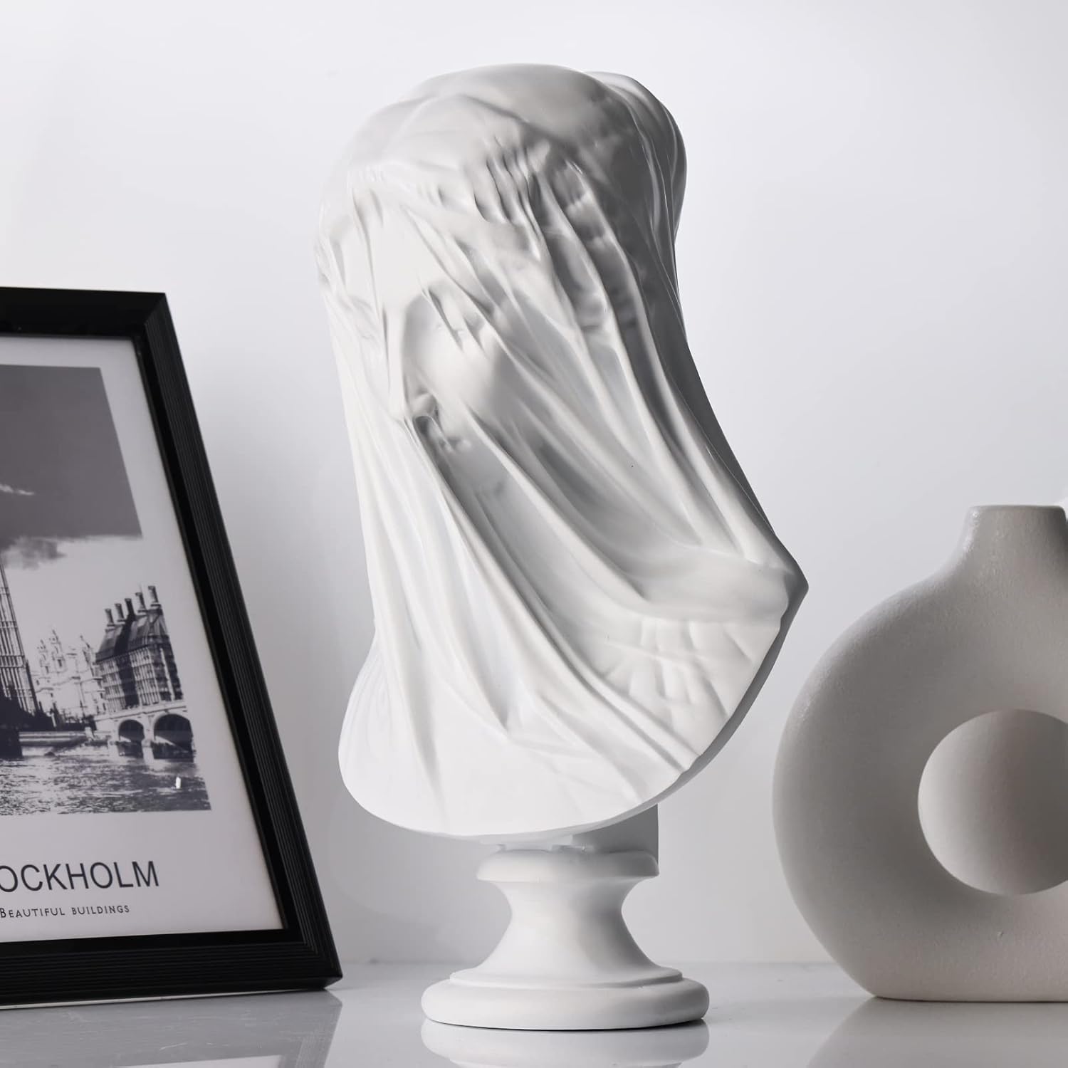 13 Inch Veiled Lady Greek Goddess Bust Statue