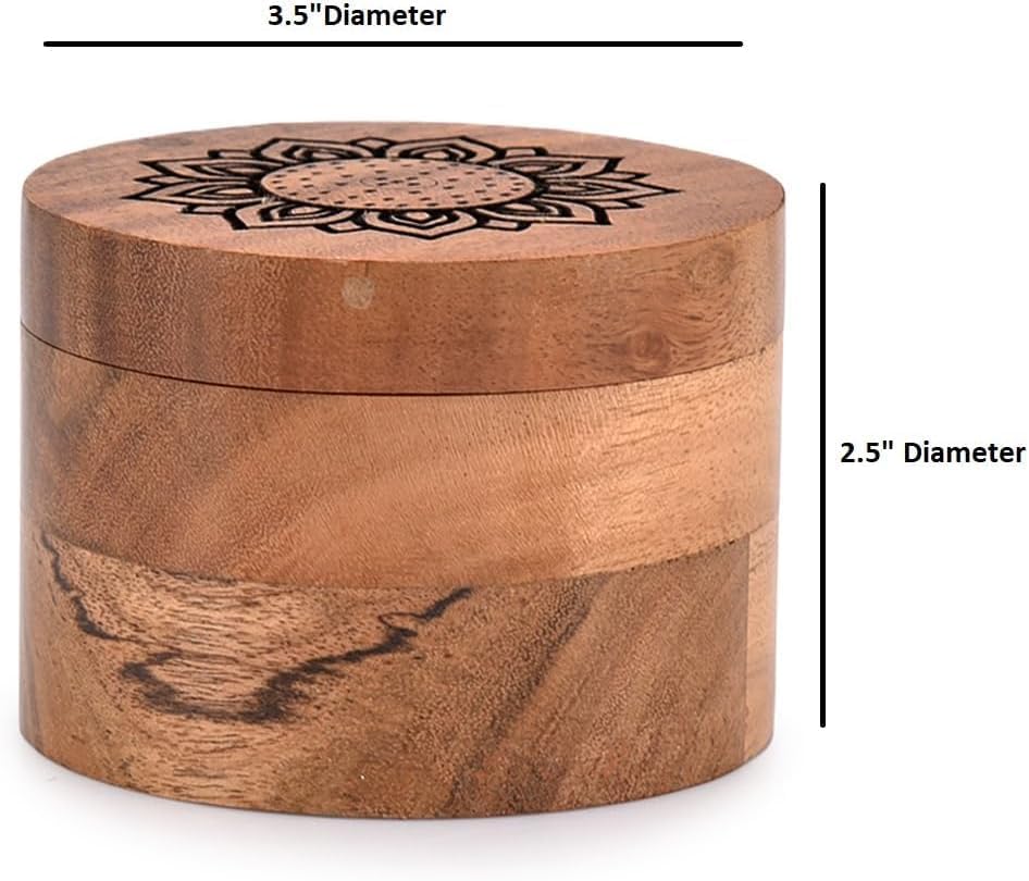 EDHAS Decorative Urns Round Shape - Acacia Wood Ashes Container