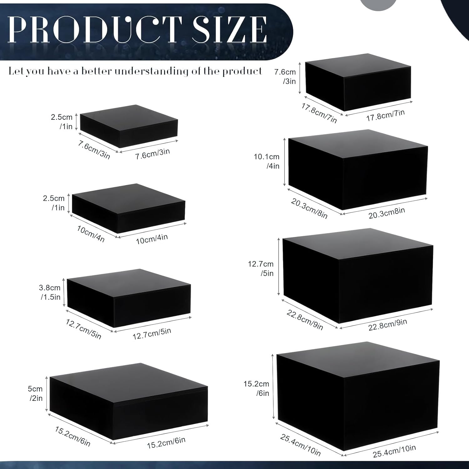 Geelin 8 Pack Acrylic Cube Risers with Hollow Bottoms