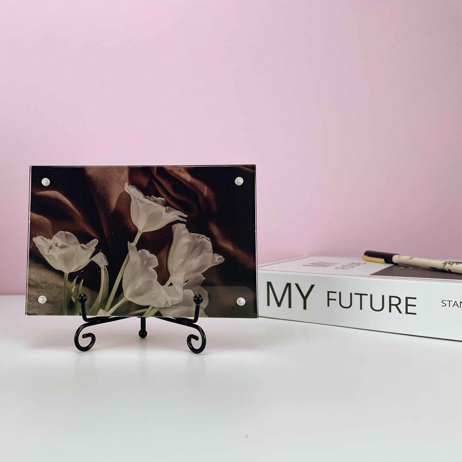 8PCS Premium Black Iron Plate Stands for Display 4 Inch