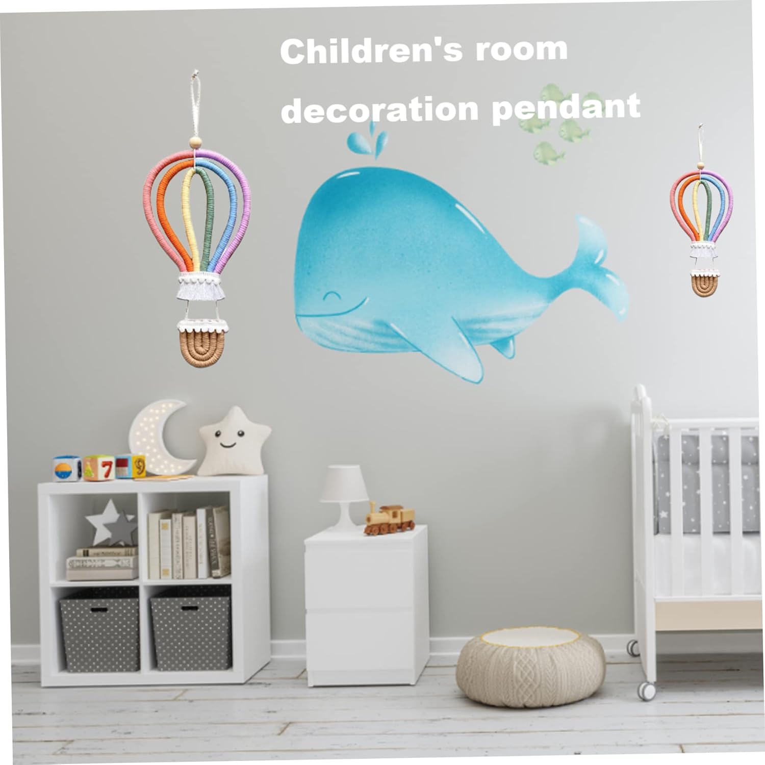 Neroyaner Rainbow Macrame Hot Air Balloon Wall Decor