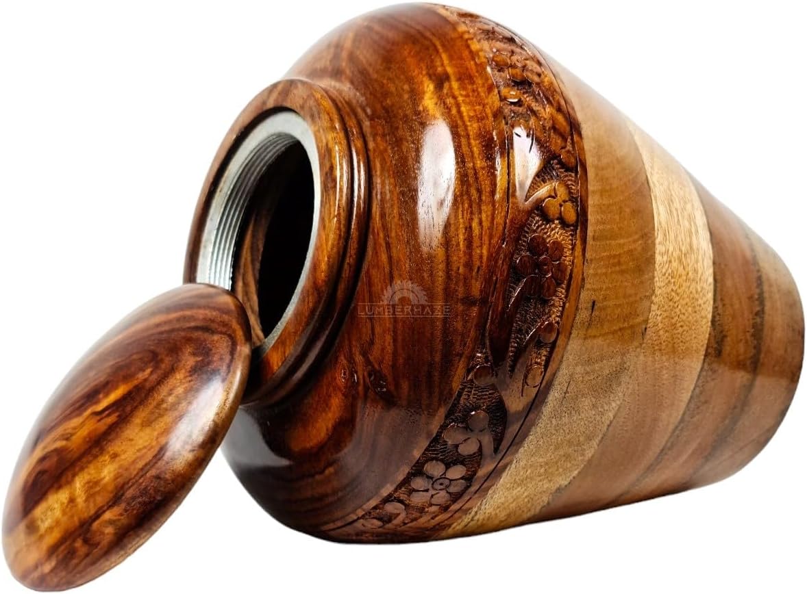 Handmade Premium Wood Fractal Burn Keepsake Urn Large 200Cu