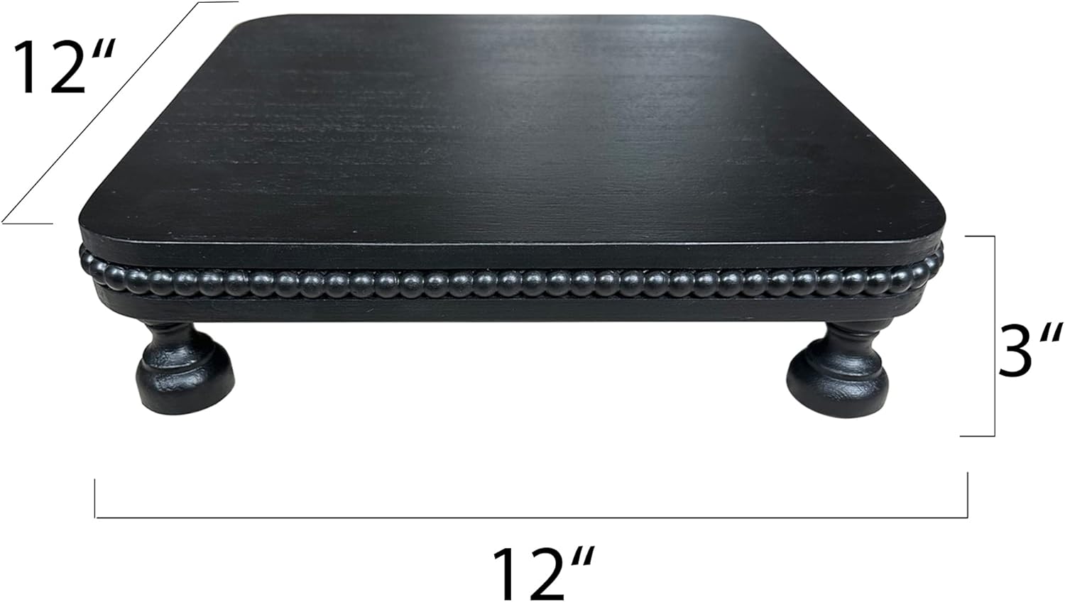 Farmhouse Display Wood Riser with Black Beaded Pedestal
