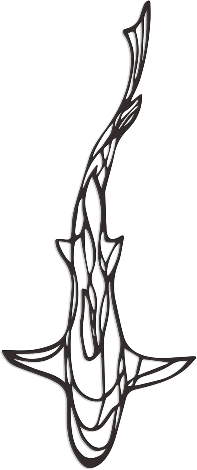 Abstract Shark Wall Art 157x65 Inch Metal Decor