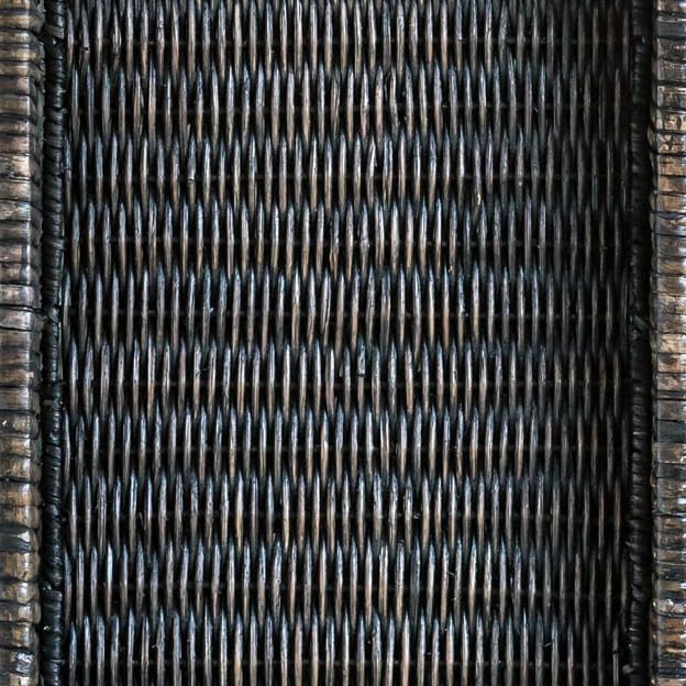 Creative Co Op Black Rattan Wood Tray with Handles