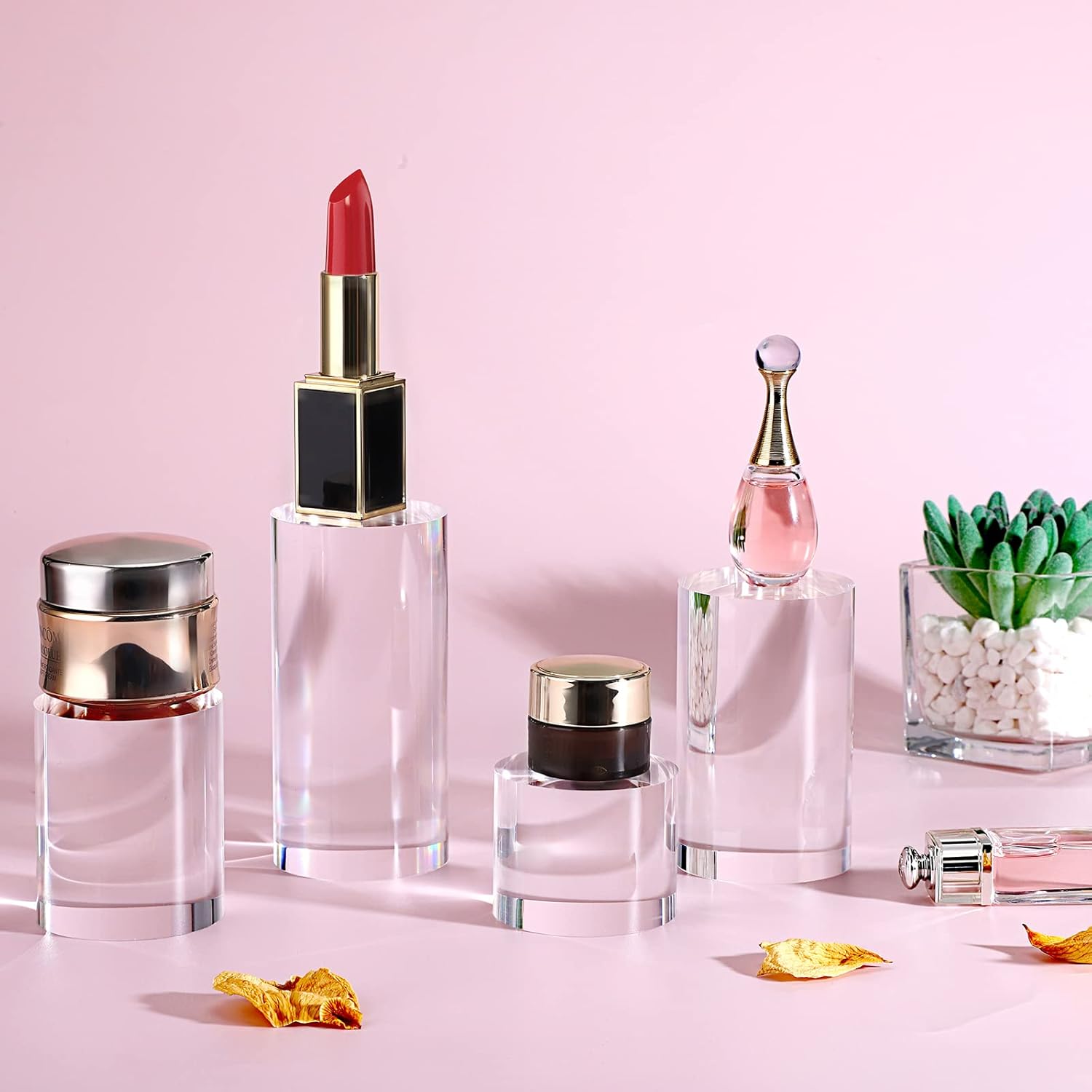 Hipiwe 4-Pack Acrylic Display Risers for Jewelry and Figurines