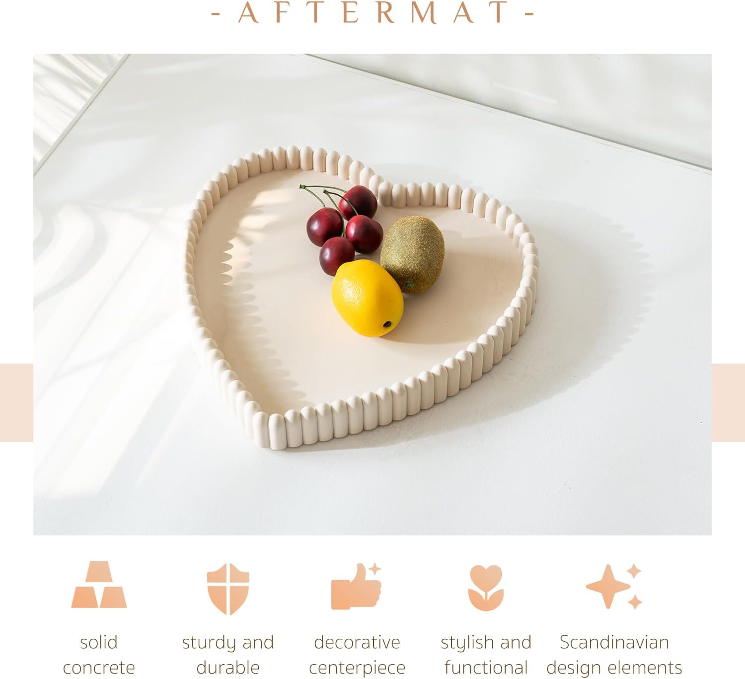 Aftermat Heart Shaped Concrete Coffee Table Tray