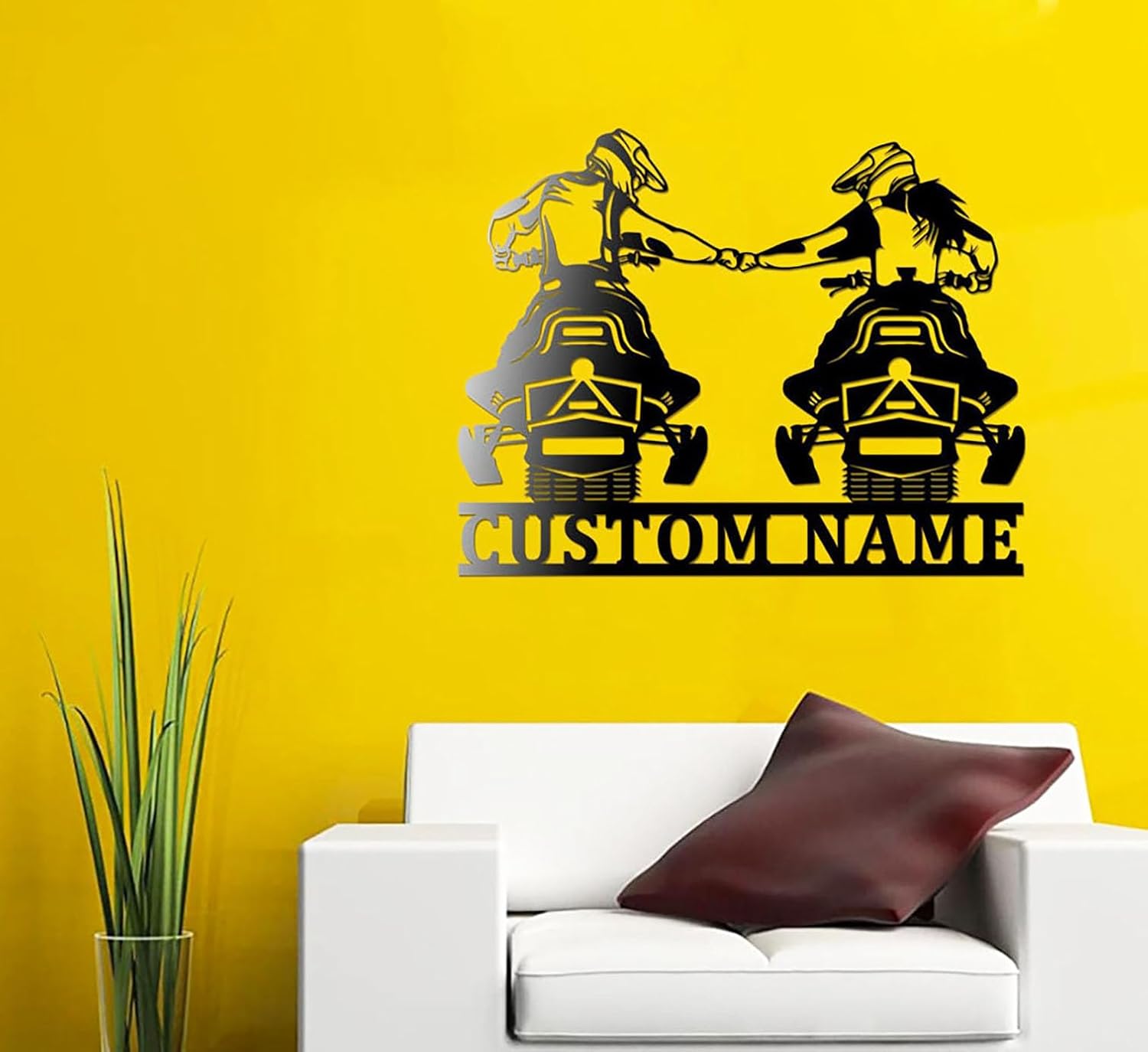 Custom Name Sign Dad and Mom Snowmobile Metal Wall Art With LED Lights
