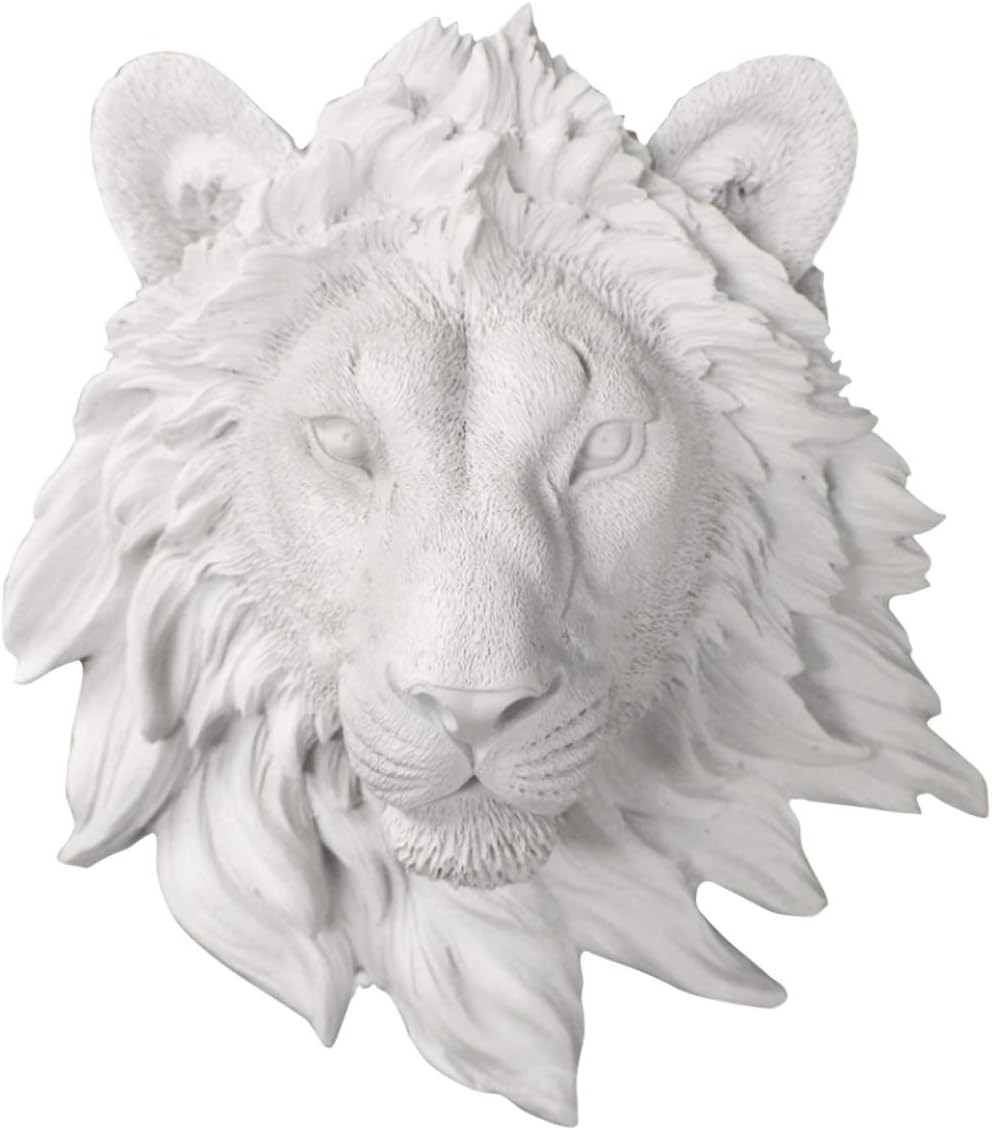 WALL CHARMERS Mini White Faux Lion Head Wall Decor
