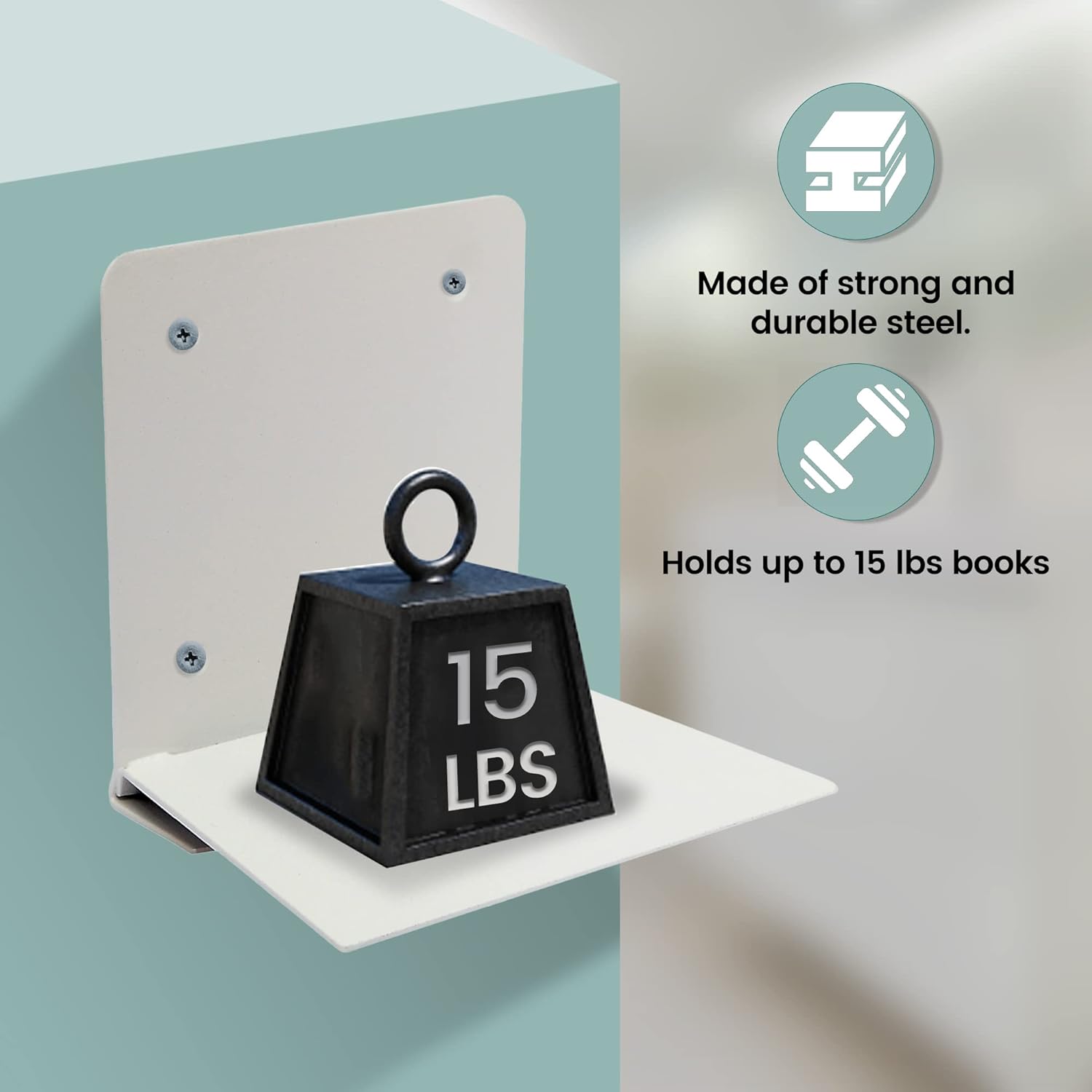 Storage Maniac Floating Book Shelves 4-Pack White Large