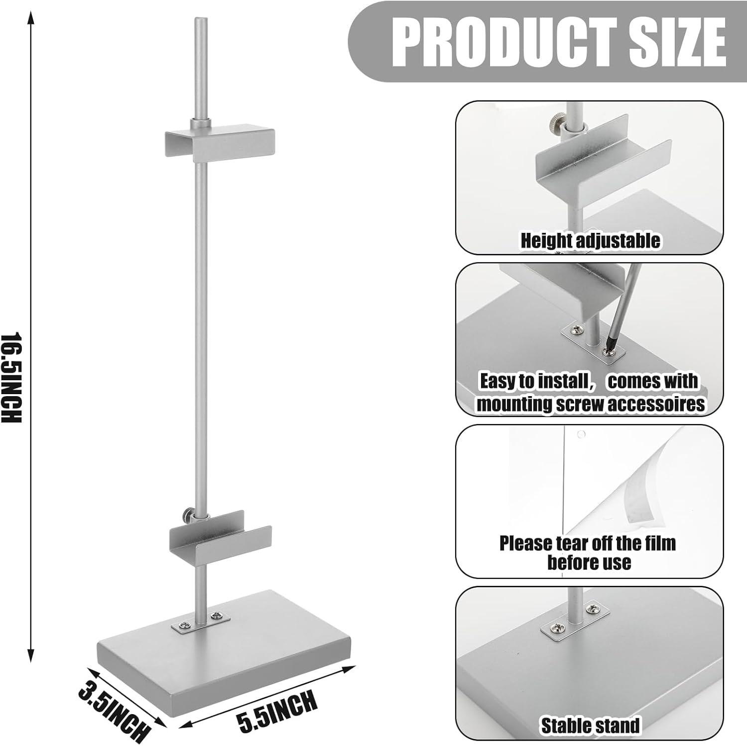 Yaocom Tabletop Picture Frame Easel Stand with Adjustable Metal Frame Silver