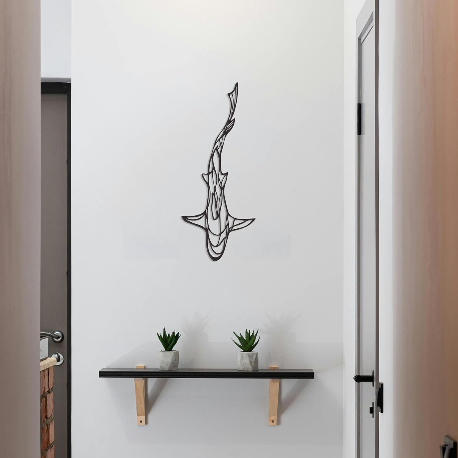 Abstract Shark Wall Art 157x65 Inch Metal Decor