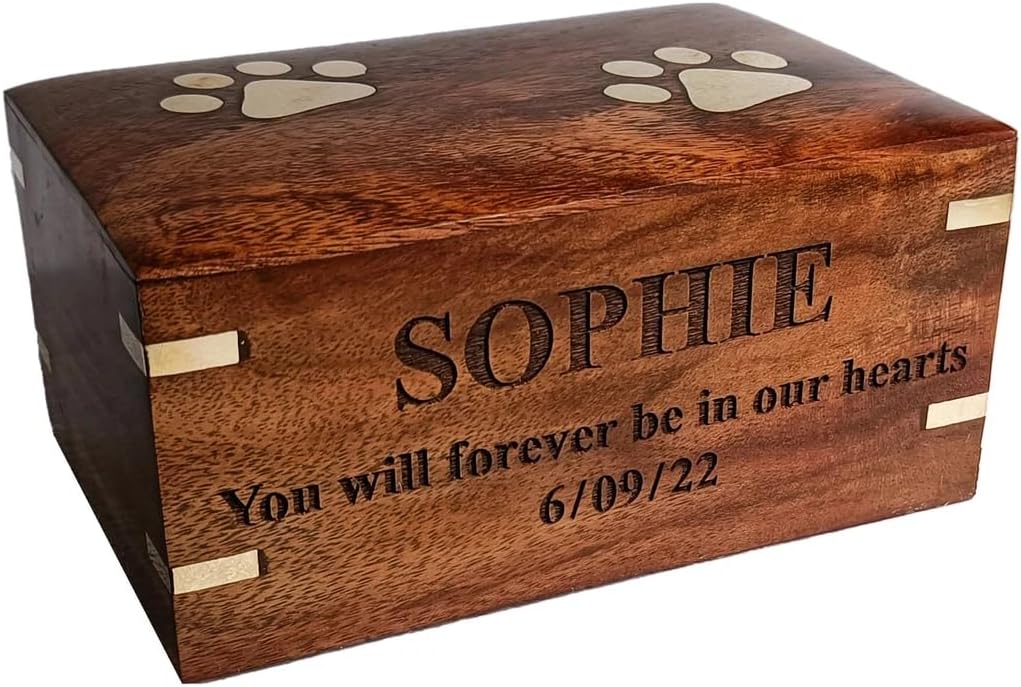 Personalized Rosewood Pet Urn for Dog Ashes