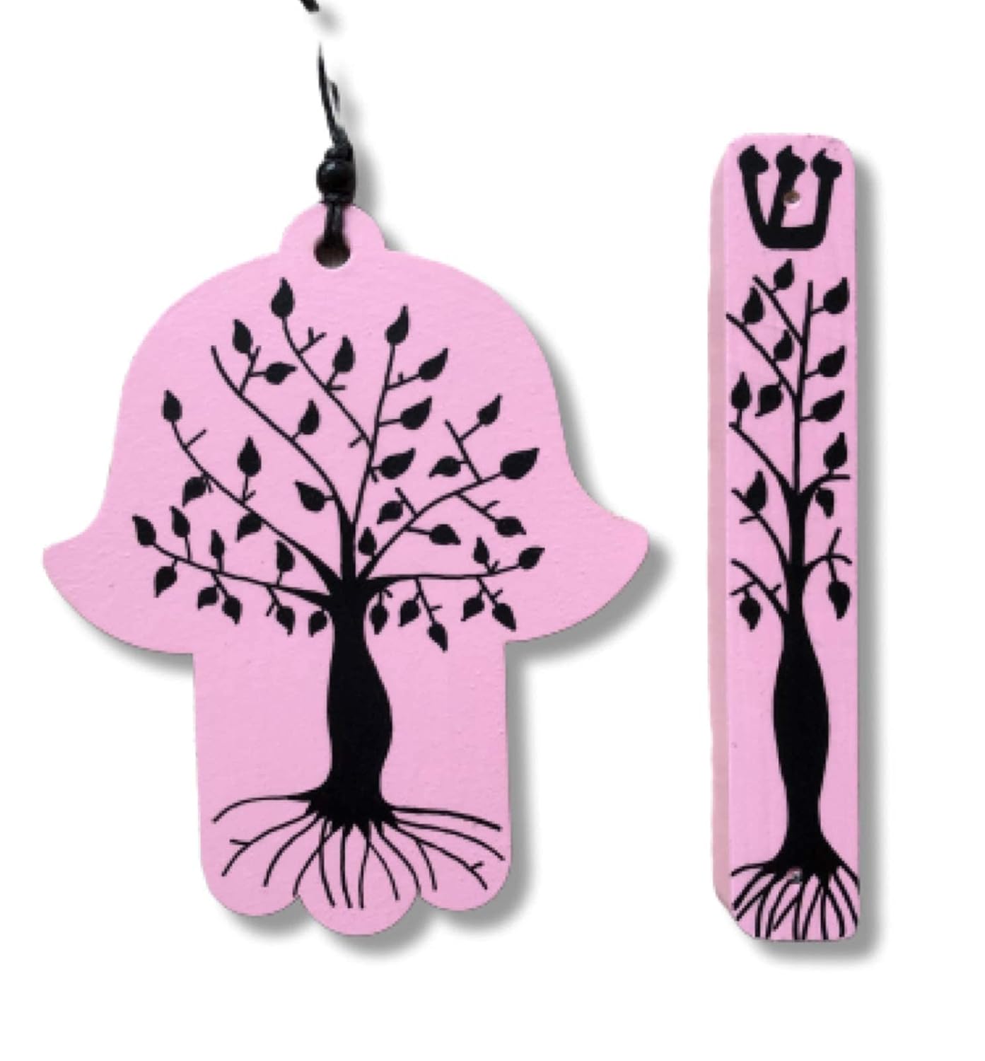 Tree of Life Hamsa Mezuzah Gift Set Light Pink