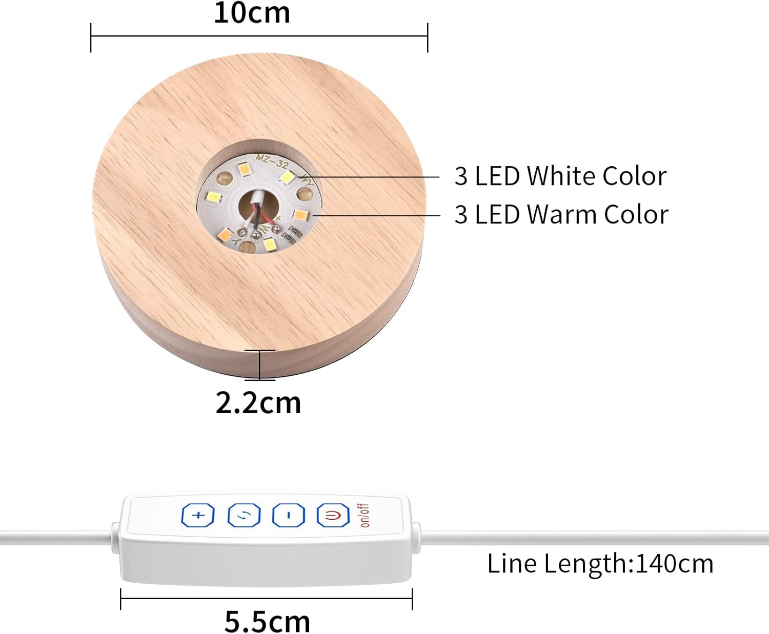 YAKAMOZ LED Display Base Wooden Stand for Laser Glass Art