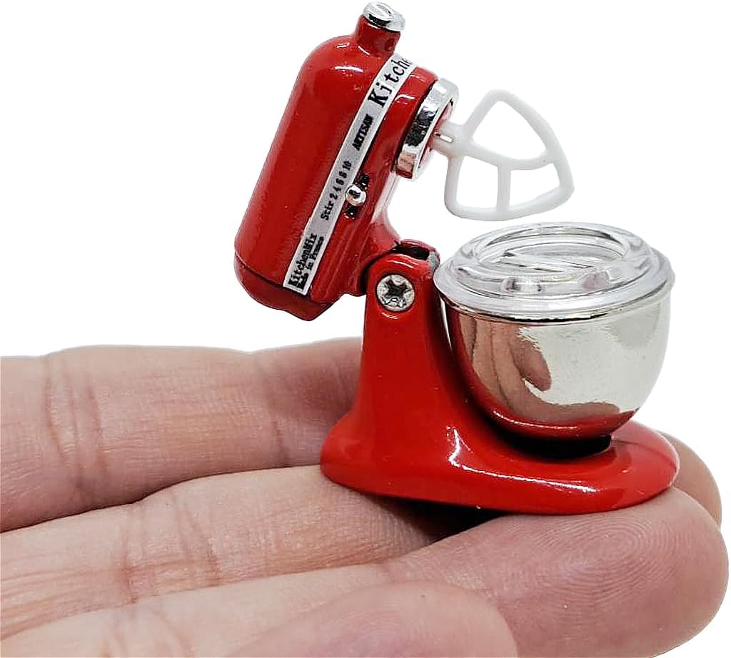 ChangThai Design Tiny 1 Inch High Red Bread Dough Mixer Figurine