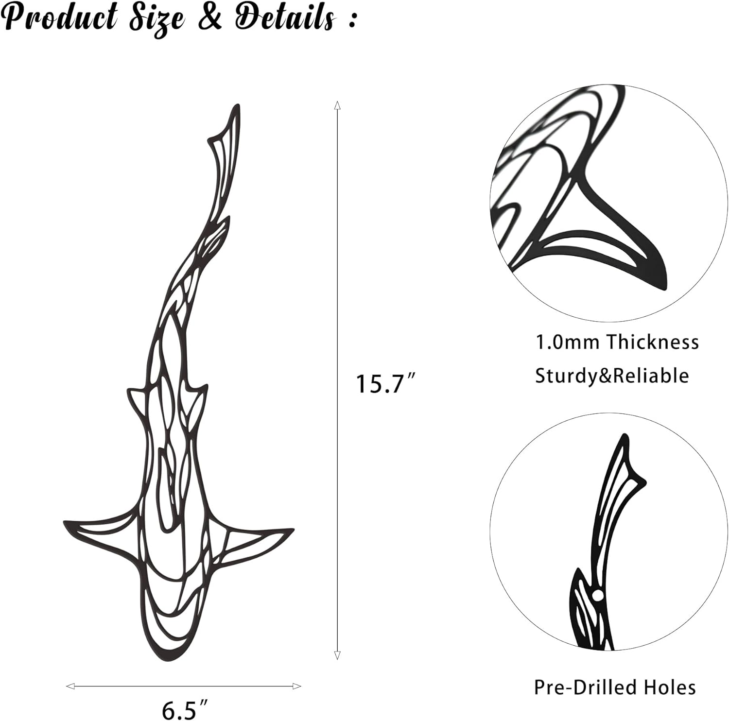 Abstract Shark Wall Art 157x65 Inch Metal Decor