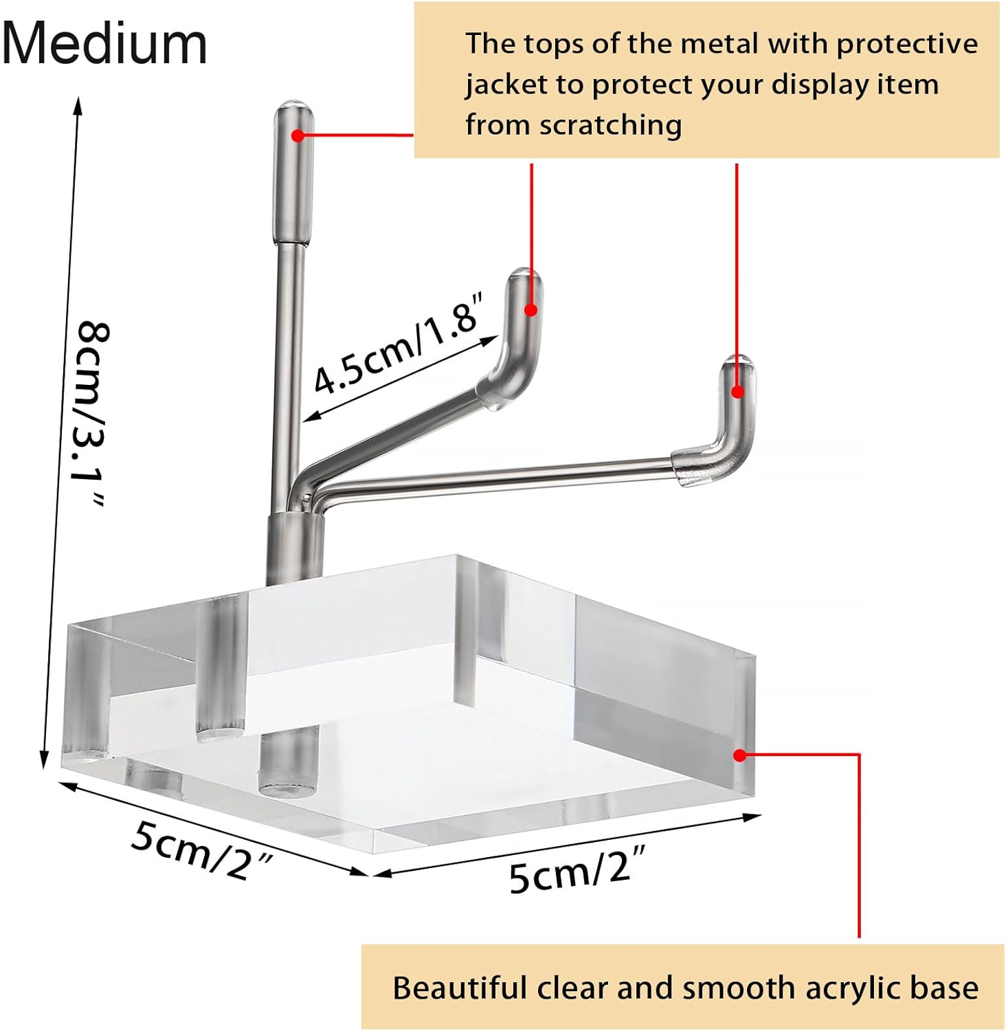 Hipiwe 2 Pcs Clear Acrylic Display Stand Holder with Adjustable Metal Arms Easel