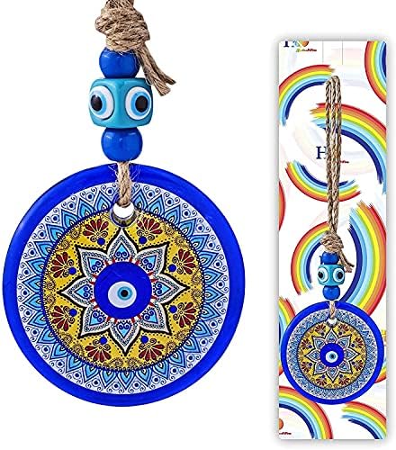YU FENG Large Turkish Nazar Evil Eye Mandala Glass Bead Wall Hanging Ornament