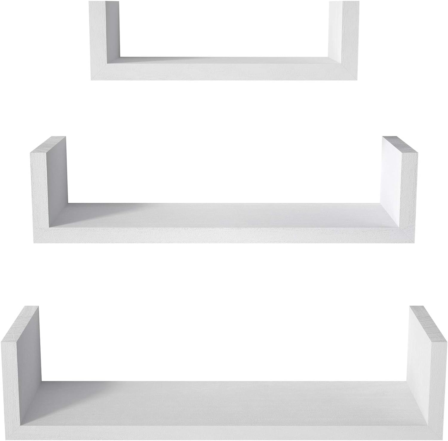SRIWATANA White Floating Wall Shelves Solid Wood