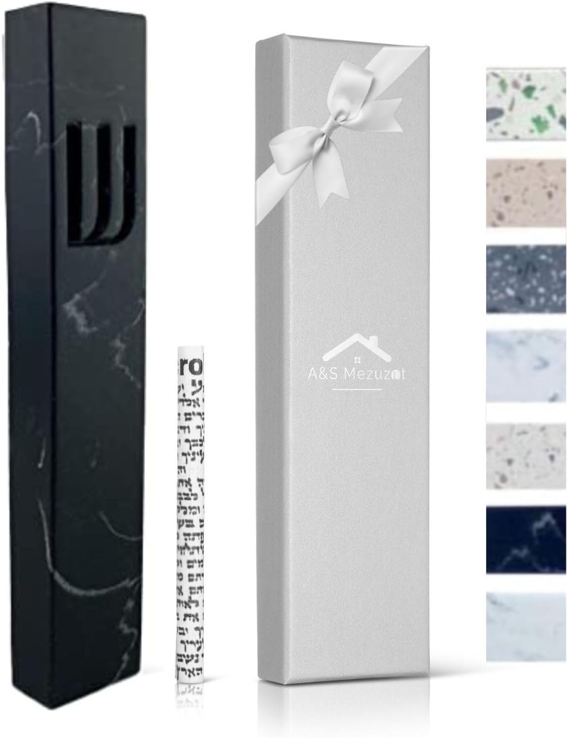 AS Modern Stone Mezuzah Case with Scroll Protection