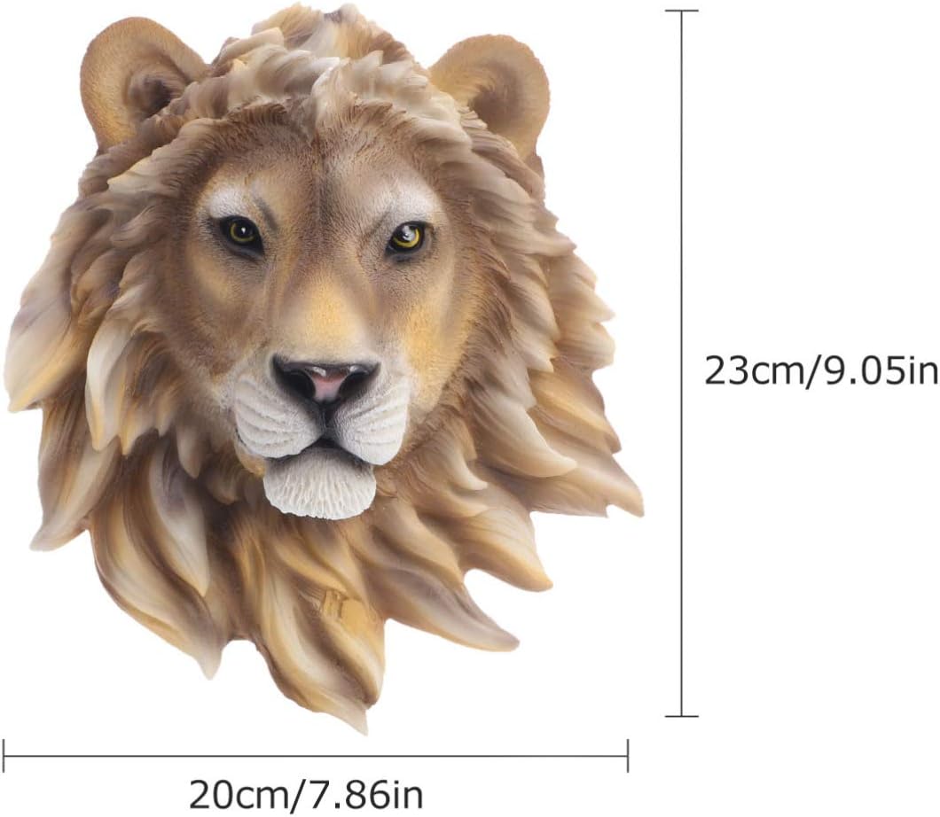 ULTNICE Rustic Resin Lion Head Wall Hanging Decor