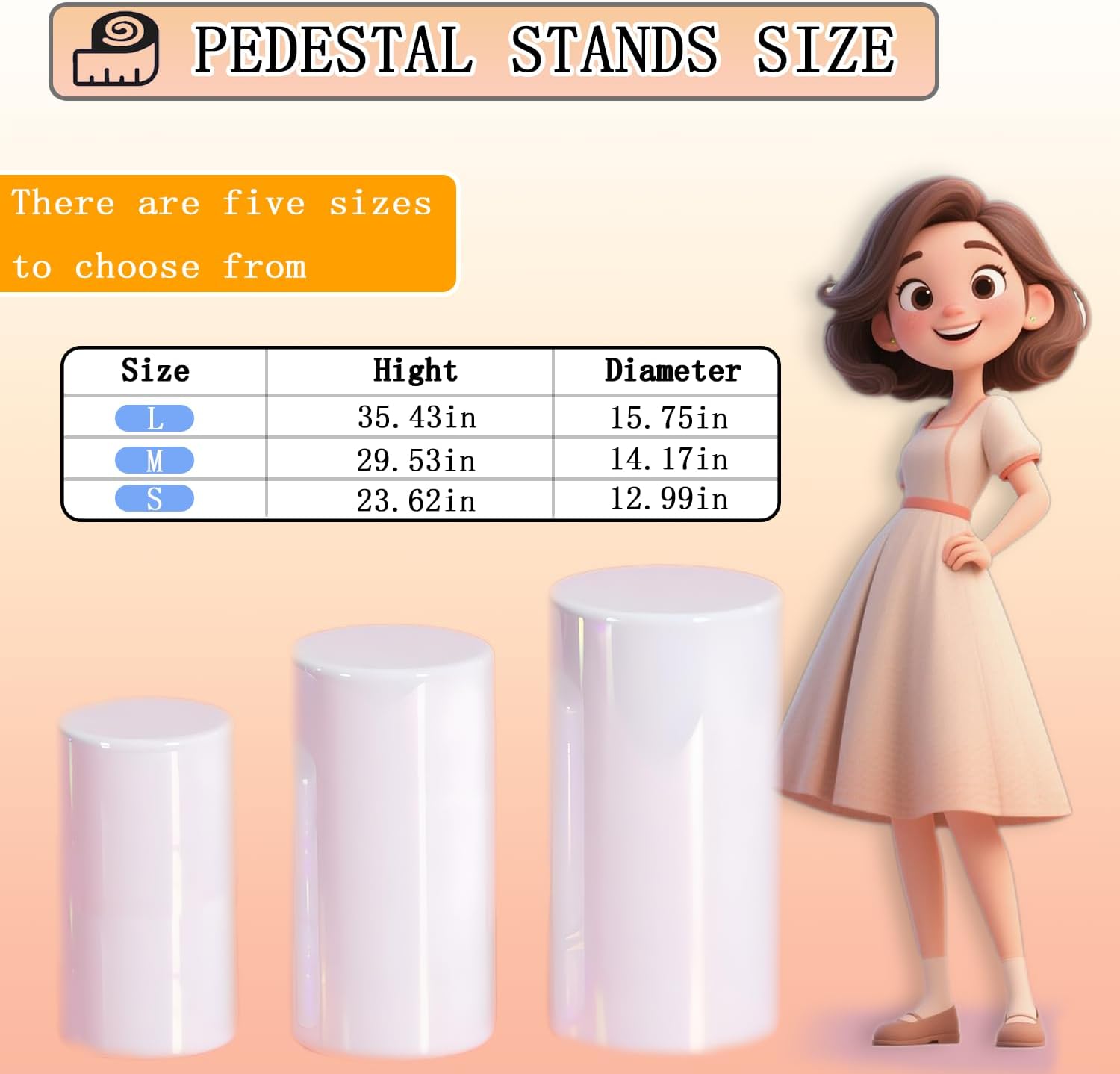 Cylinder Stand for Party Wedding Birthday Decor 3pcs