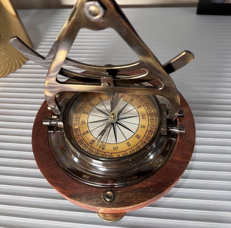 Antique Brass Alidade Compass Telescope 8 Inch Decorative Nautical Instrument