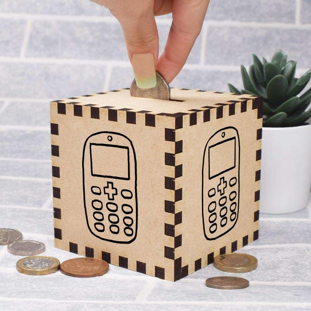 Wooden Money Box with Cube Design MB00044379
