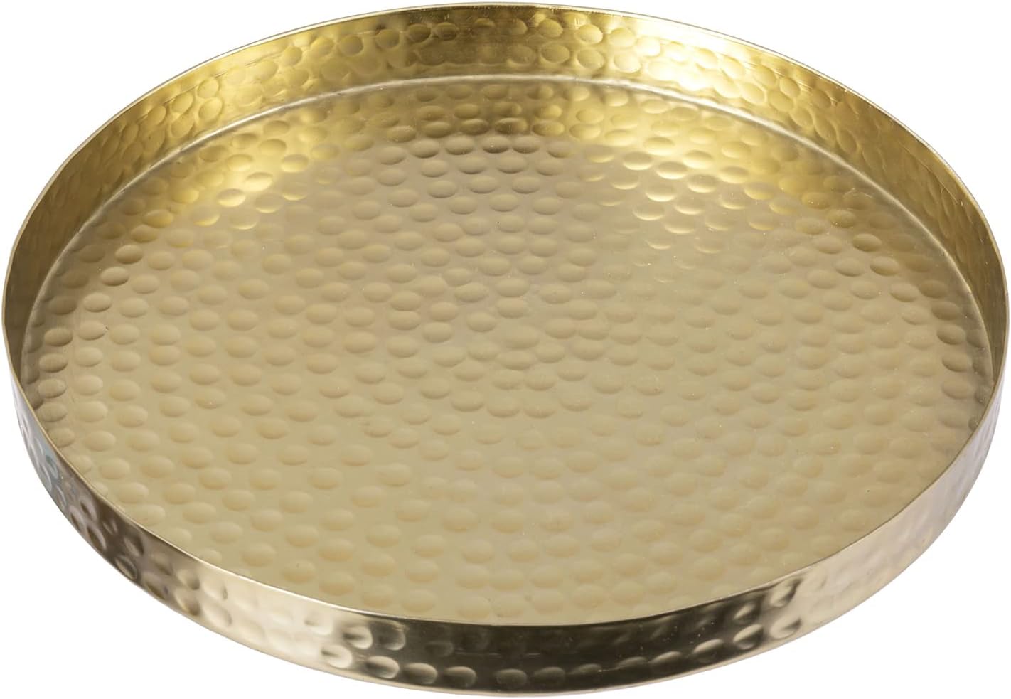MyGift 11 Inch Hammered Brass Decorative Tray