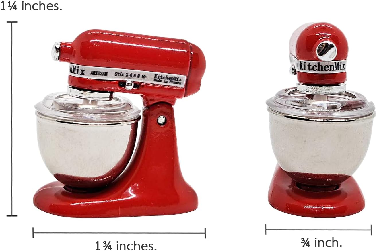 ChangThai Design Tiny 1 Inch High Red Bread Dough Mixer Figurine