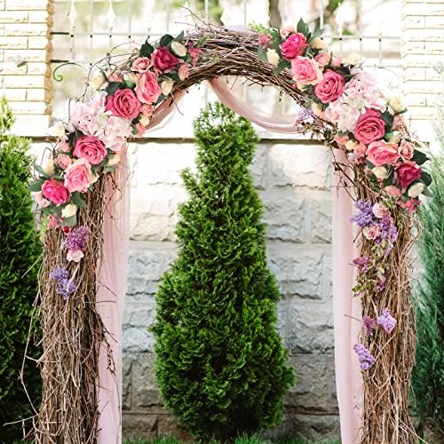 26in Artificial Rose Flower Swag with Green Leaves