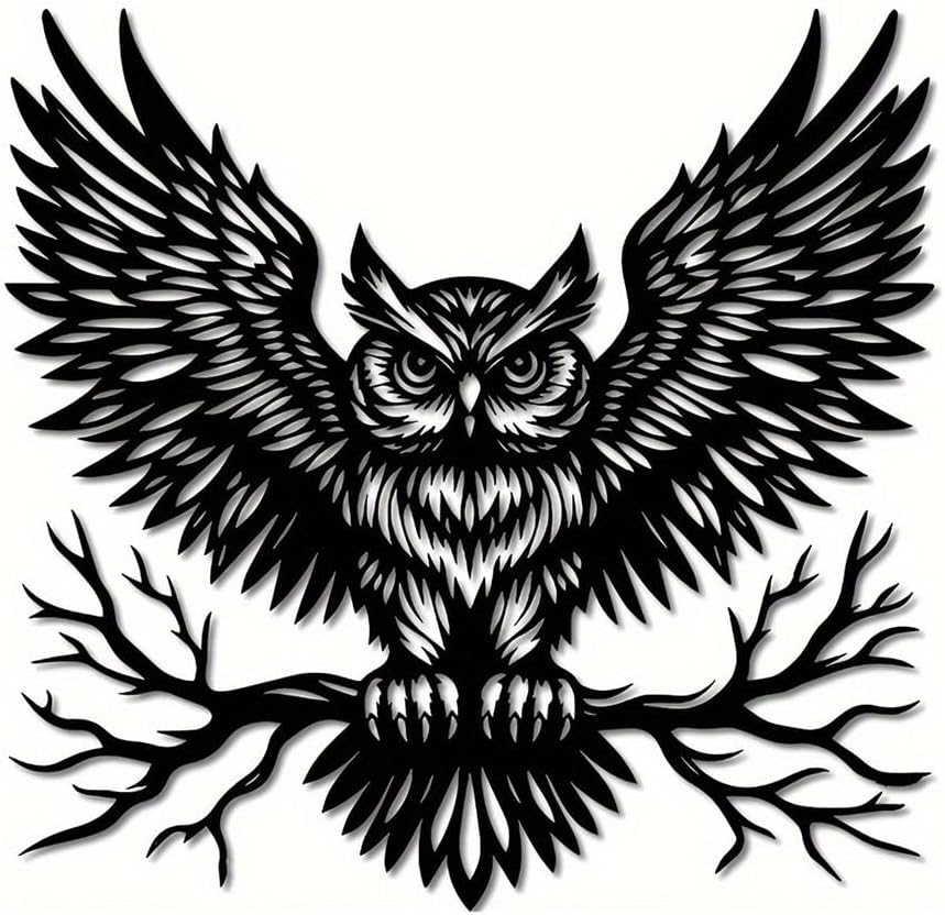 Black Metal Owl Wall Art Modern Wall Decor