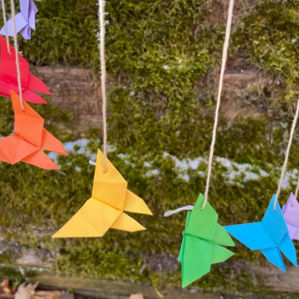 Rainbow Handmade Origami Butterfly Mobile 9W x 30H