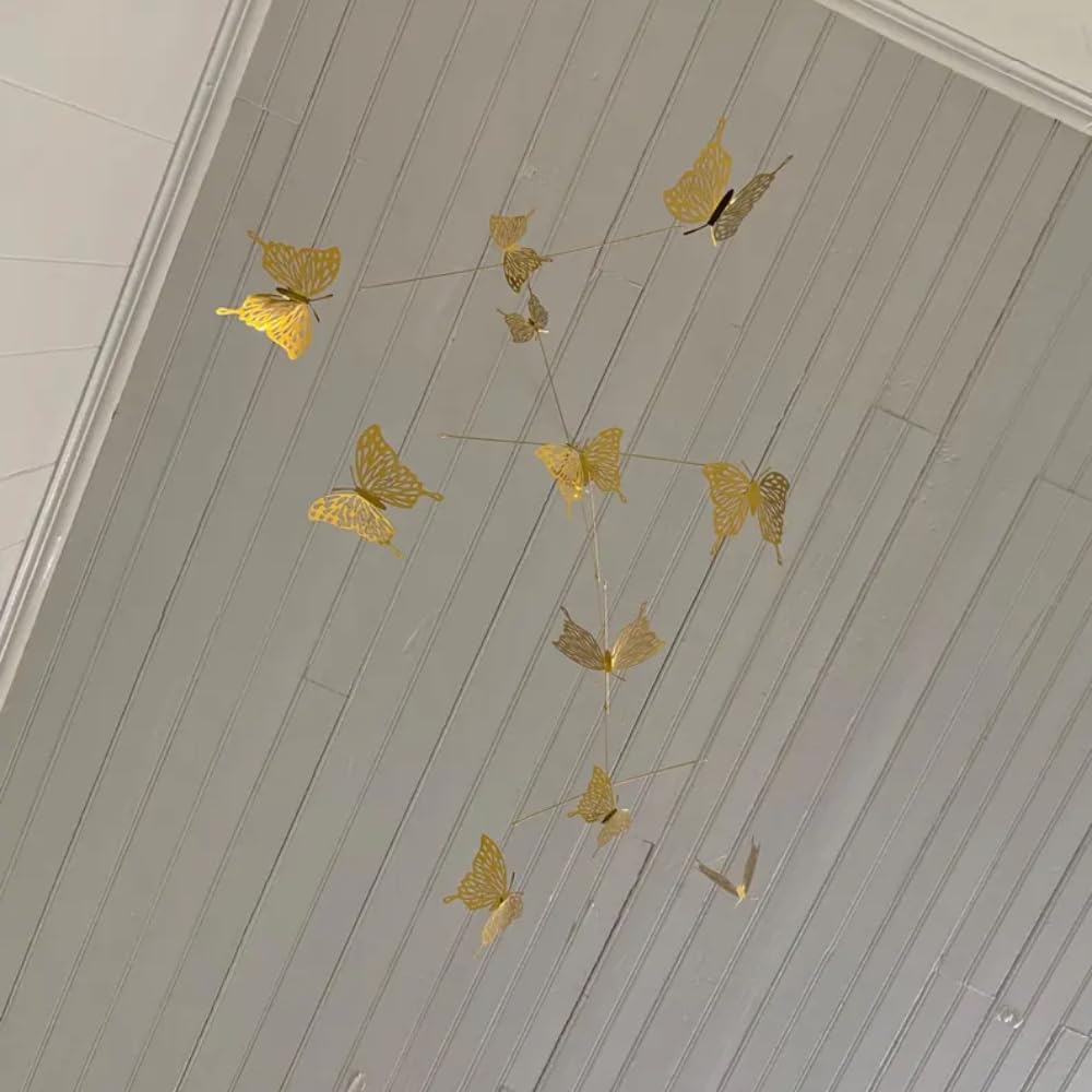 Elegant Gold Butterfly Wall Mobile 23 x 28