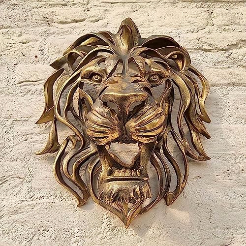 LEVDRO Gold Lion Head Wall Sculpture 2Pcs