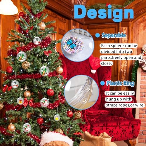 25 Set Clear Plastic Fillable Ornaments for DIY Decor