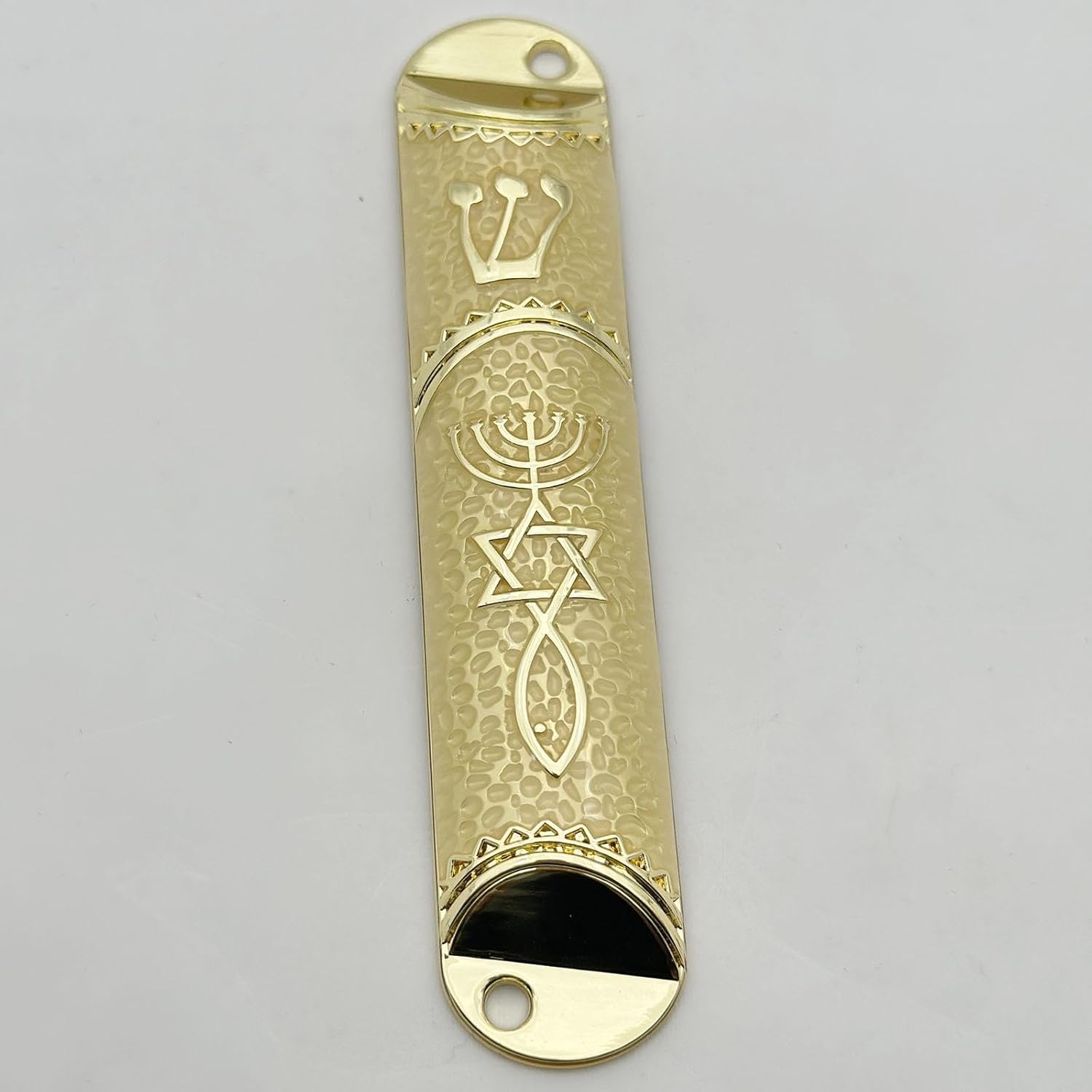 Jewish Mezuzah Case 16cm Beige Alloy Design