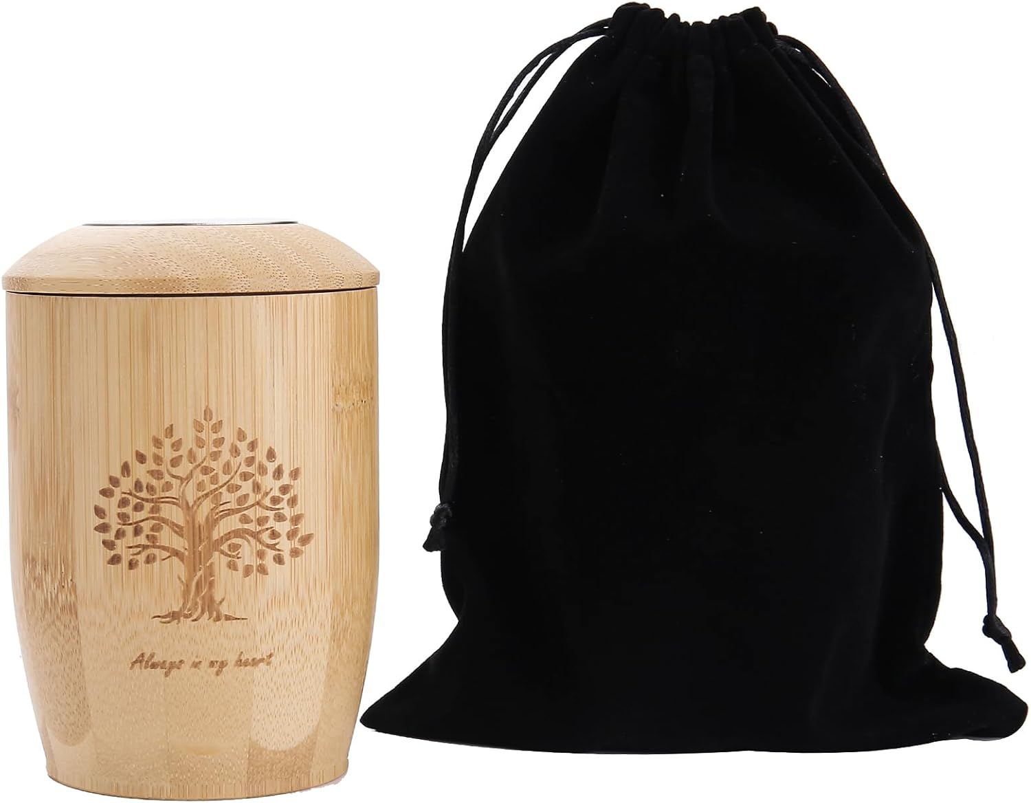 Bamboo Cremation Urn with Candle Holder