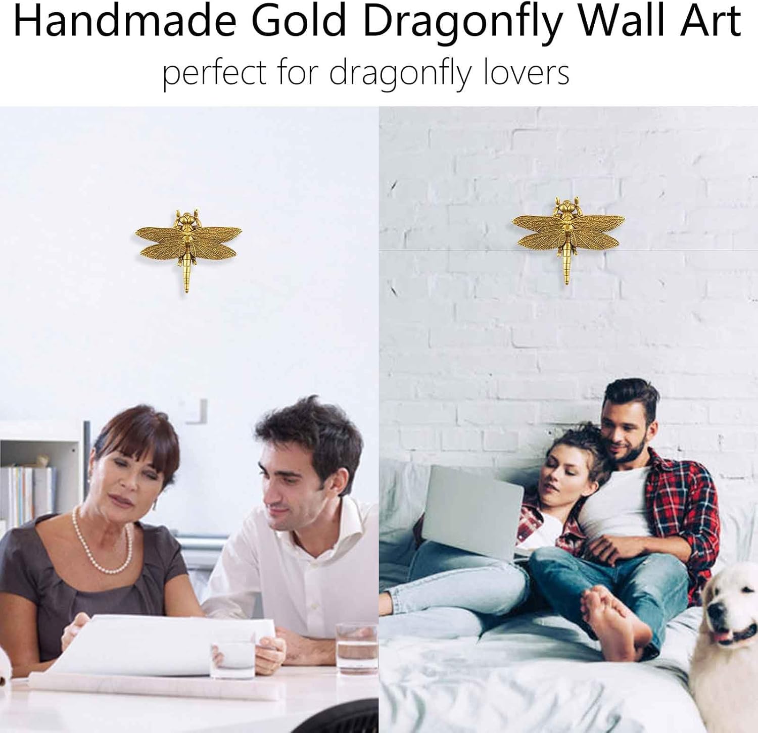 SnowOwl Gold Dragonfly Wall Sculpture Decor