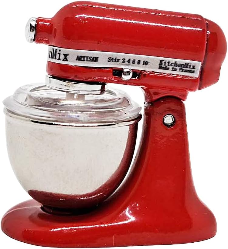 ChangThai Design Tiny 1 Inch High Red Bread Dough Mixer Figurine