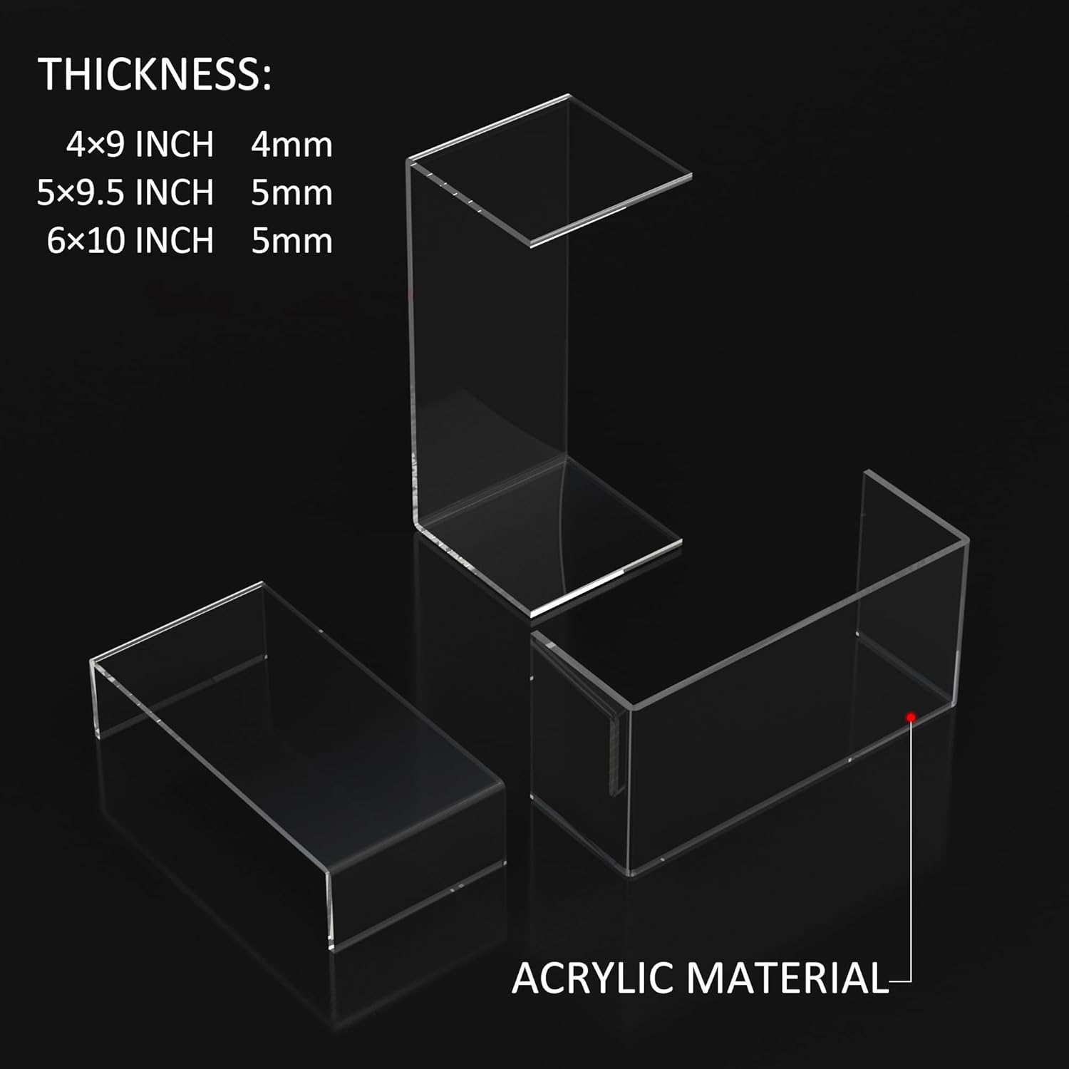 3pcs 9x95x10 Inch Clear Acrylic Display Risers Shelf